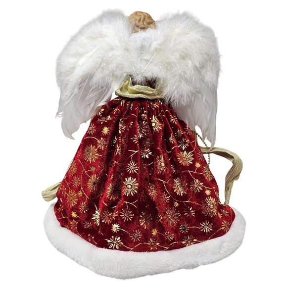 Red and Gold Angel Christmas 12" Tree Topper, Holiday Party Decor - Picture 4 of 5